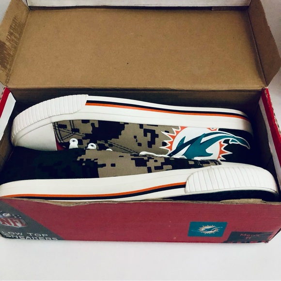 FOCO - Miami Dolphins Low Top Sneakers Digi Camo Tan/Green/Brown/Orange/White 11 - Picture 11 of 13